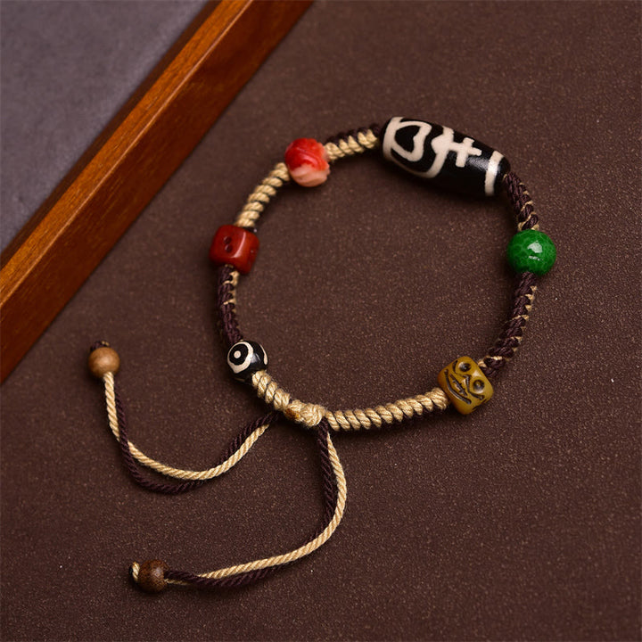 Buddha Stones Handmade Tibetan Dzi Bead Wealth Braided Rope Bracelet - image 2