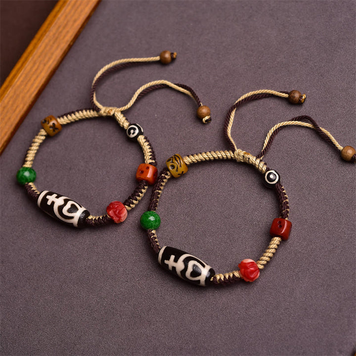 Buddha Stones Handmade Tibetan Dzi Bead Wealth Braided Rope Bracelet - image 4
