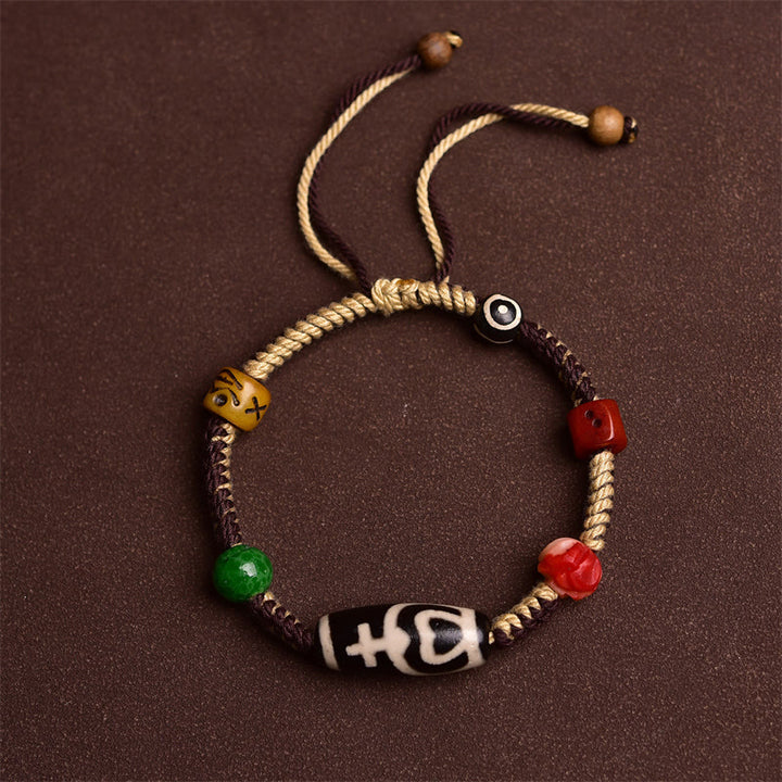 Buddha Stones Handmade Tibetan Dzi Bead Wealth Braided Rope Bracelet - image 1