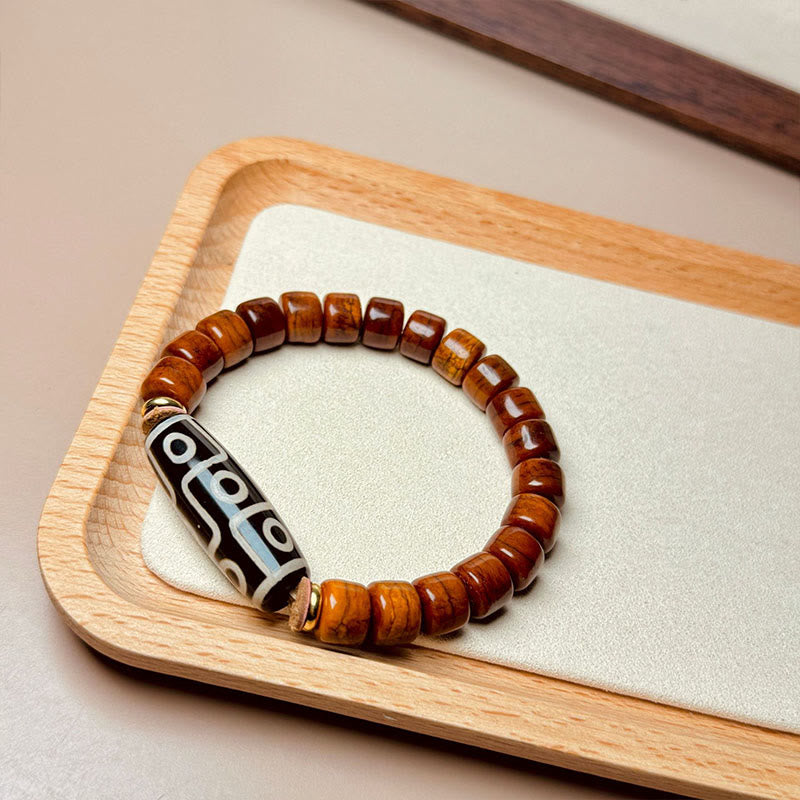 Buddha Stones Tibetan Bone Beads Nine-Eye Dzi Bead Protection Bracelet - image 1
