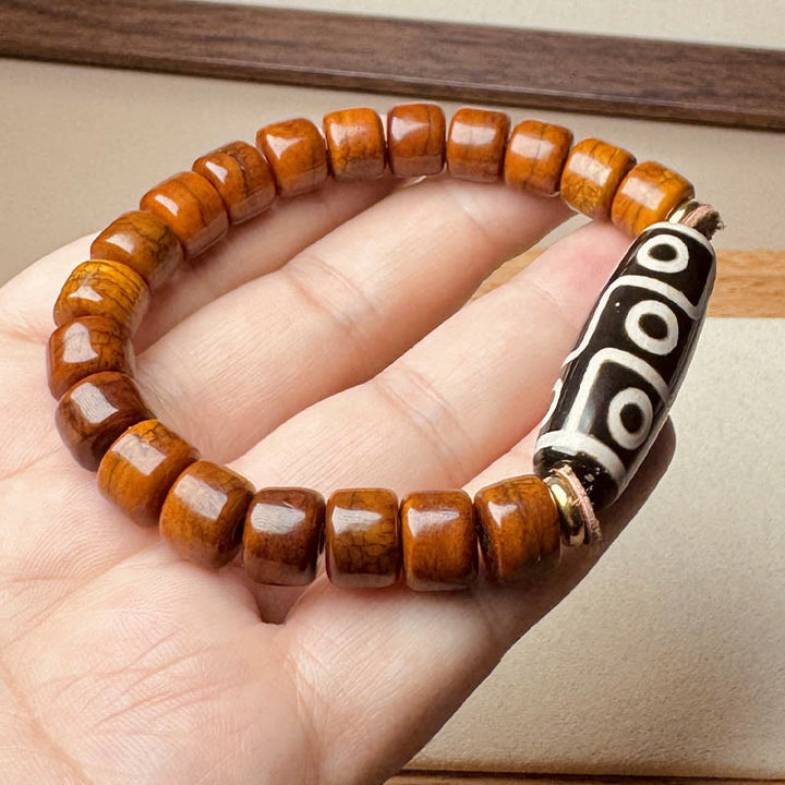 Buddha Stones Tibetan Bone Beads Nine-Eye Dzi Bead Protection Bracelet - image 6