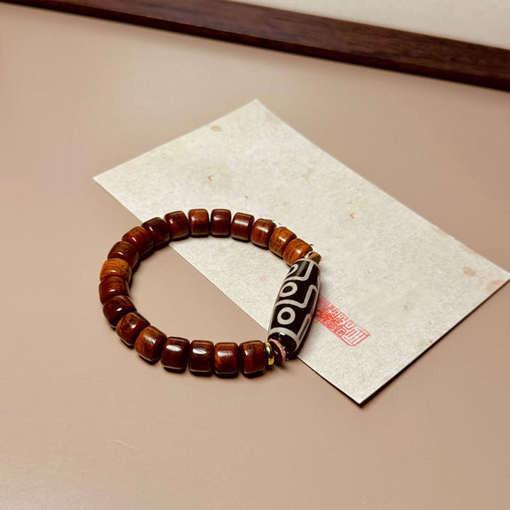 Buddha Stones Tibetan Bone Beads Nine-Eye Dzi Bead Protection Bracelet - image 4