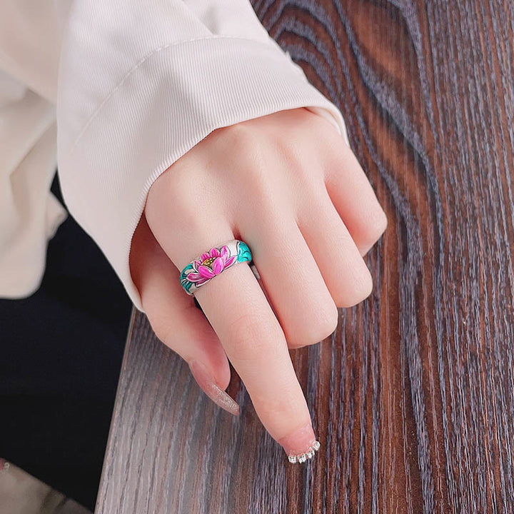 Buddha Stones 925 Sterling Silver Lotus Flower Heart Sutra Enlightenment Ring - image 10