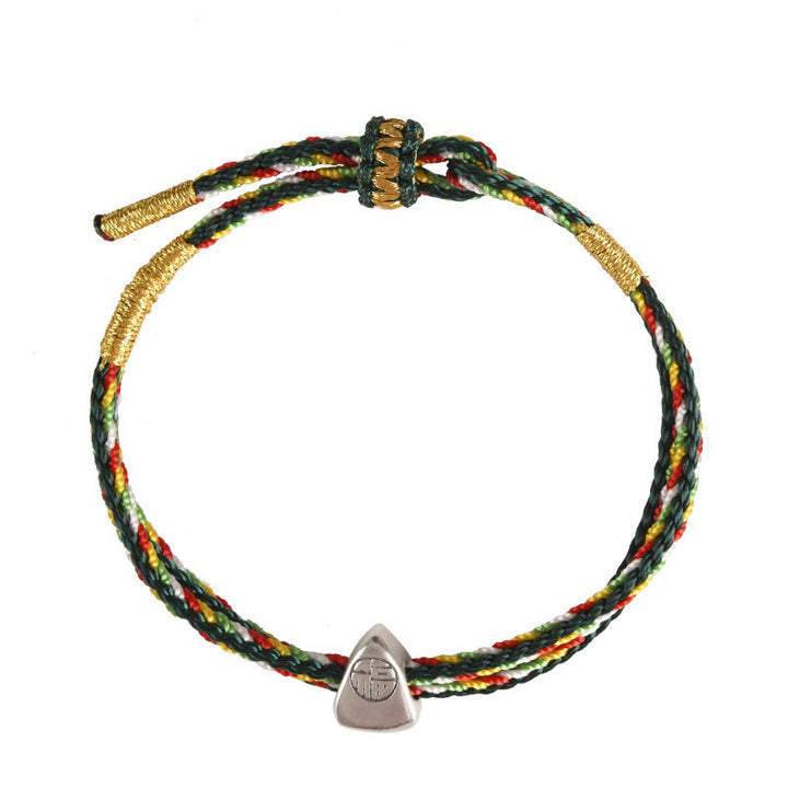 Buddha Stones 925 Sterling Silver Fu Character Luck Multicolored Rope Bracelet - image 20