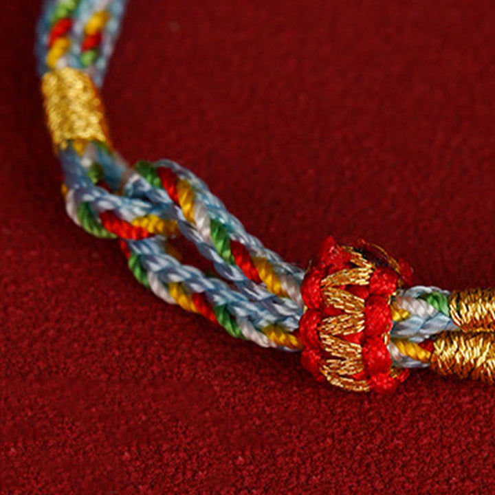 Buddha Stones 925 Sterling Silver Fu Character Luck Multicolored Rope Bracelet - image 4