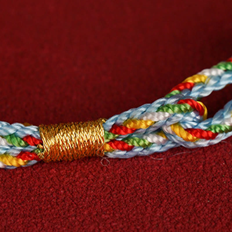 Buddha Stones 925 Sterling Silver Fu Character Luck Multicolored Rope Bracelet - image 3