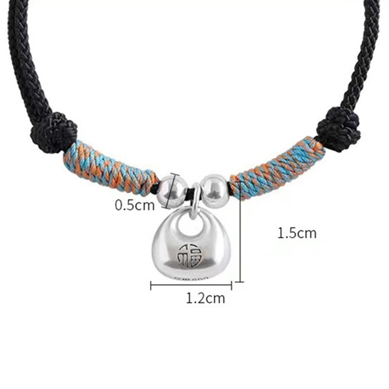 Buddha Stones Handmade 925 Sterling Silver Fu Character Safe And Well Luck Braided Bracelet - image 3