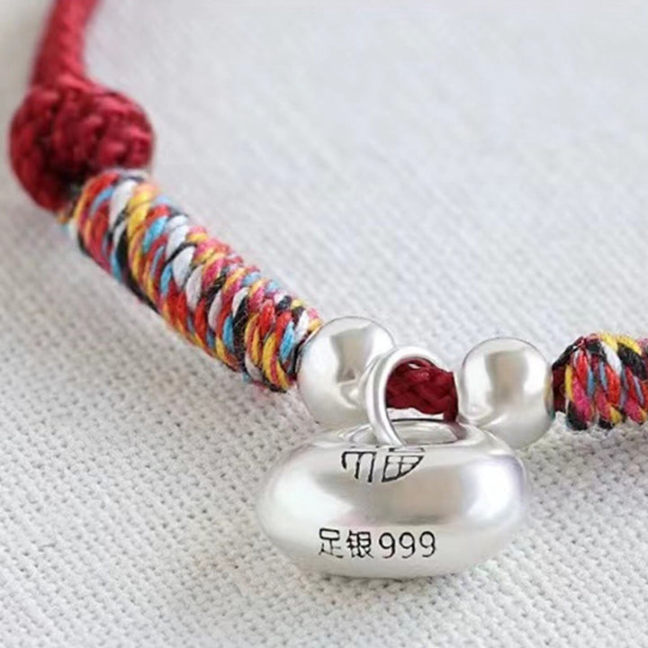 Buddha Stones Handmade 925 Sterling Silver Fu Character Safe And Well Luck Braided Bracelet - image 9