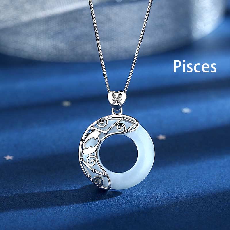 Buddha Stones 925 Sterling Silver 12 Constellations of the Zodiac Cat's Eye Love Support Necklace Pendant - Pisces - image 16
