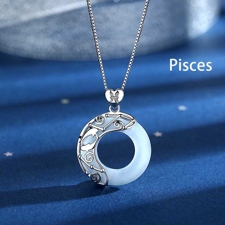 Buddha Stones 925 Sterling Silver 12 Constellations of the Zodiac Cat's Eye Love Support Necklace Pendant - Pisces - image 16