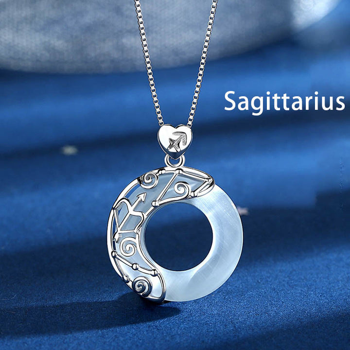 Buddha Stones 925 Sterling Silver 12 Constellations of the Zodiac Cat's Eye Love Support Necklace Pendant - Sagittarius - image 12