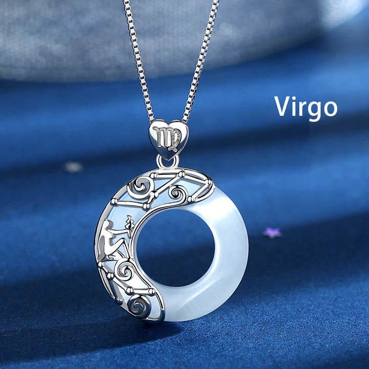 Buddha Stones 925 Sterling Silver 12 Constellations of the Zodiac Cat's Eye Love Support Necklace Pendant - Virgo - image 9