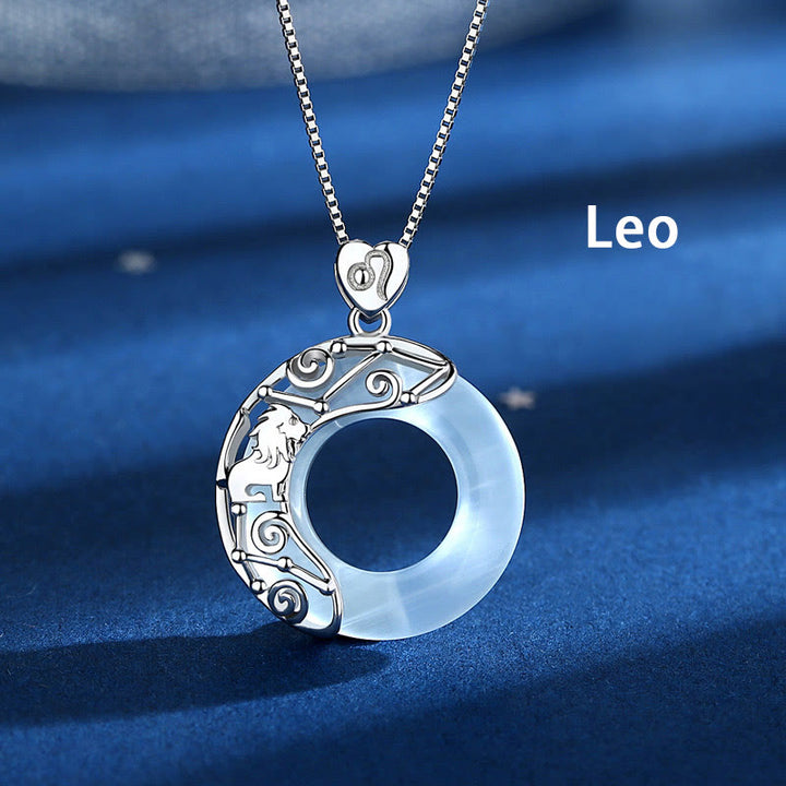 Buddha Stones 925 Sterling Silver 12 Constellations of the Zodiac Cat's Eye Love Support Necklace Pendant - Leo - image 8