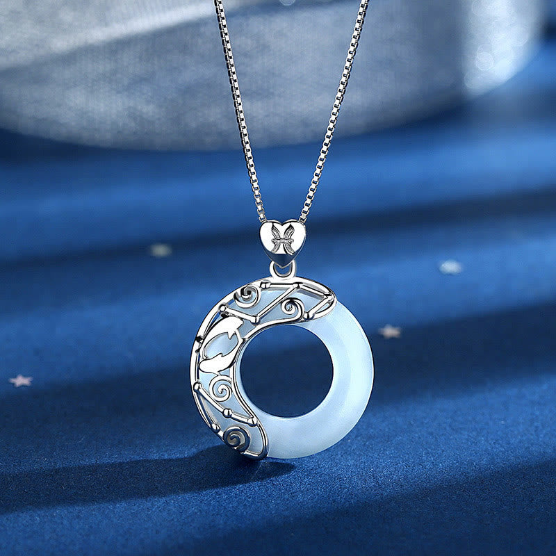 Buddha Stones 925 Sterling Silver 12 Constellations of the Zodiac Cat's Eye Love Support Necklace Pendant - image 0