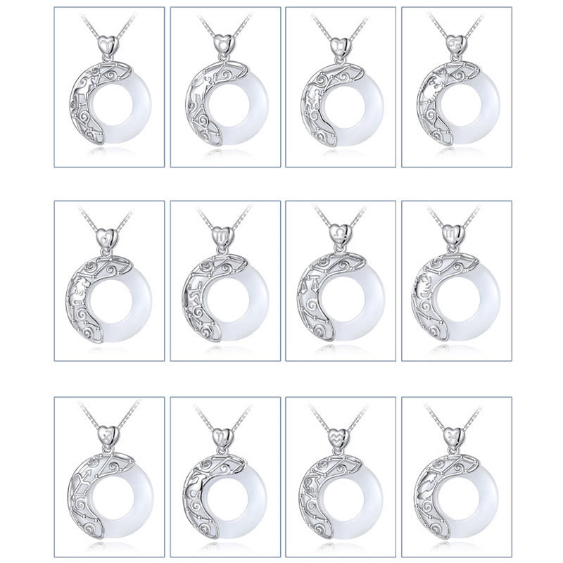 Buddha Stones 925 Sterling Silver 12 Constellations of the Zodiac Cat's Eye Love Support Necklace Pendant - image 17