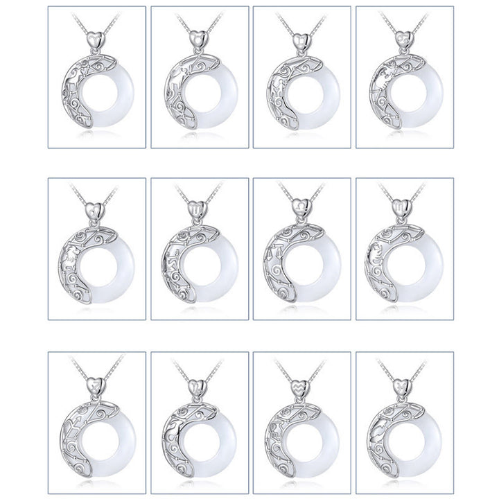 Buddha Stones 925 Sterling Silver 12 Constellations of the Zodiac Cat's Eye Love Support Necklace Pendant - image 17