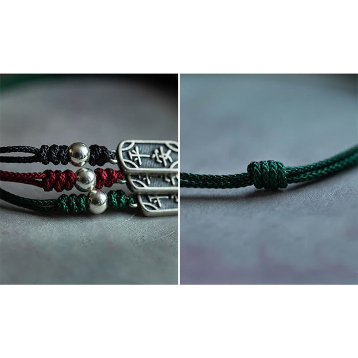 Buddha Stones Handmade 925 Sterling Silver Peace And Joy Safe Well Protection Braided Bracelet - image 30
