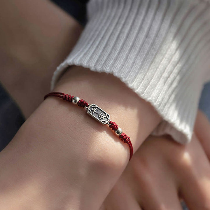 Buddha Stones Handmade 925 Sterling Silver Peace And Joy Safe Well Protection Braided Bracelet - image 3