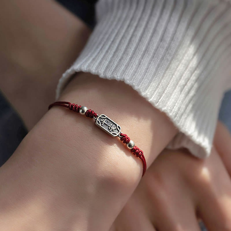 Buddha Stones Handmade 925 Sterling Silver Peace And Joy Safe Well Protection Braided Bracelet - image 3
