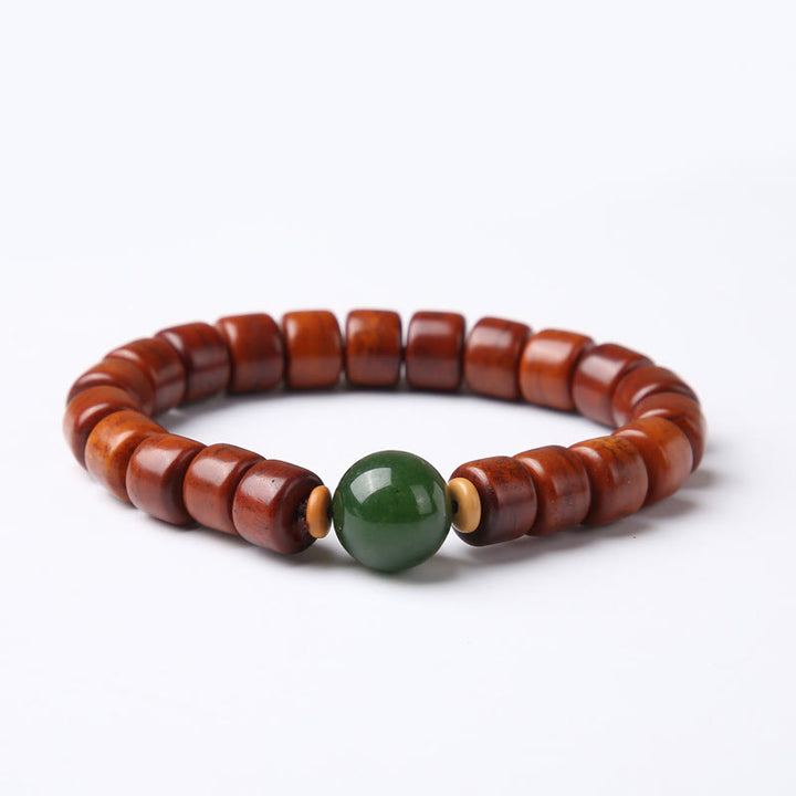 Buddha Stones Tibetan Bone Beads Three-Eyed Dzi Bead Sheep Horn Red Agate Strength Bracelet - 8*10mm Bone Beads Jasper(Wrist Circumference 14-16cm) - image 21