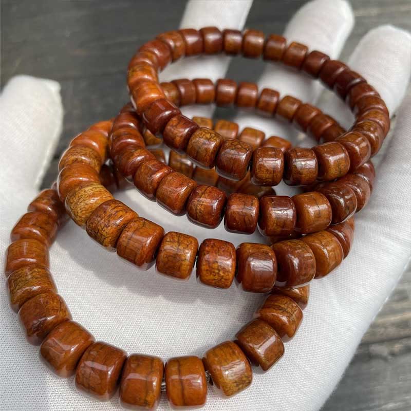 Buddha Stones Tibetan Bone Beads Three-Eyed Dzi Bead Sheep Horn Red Agate Strength Bracelet - image 6