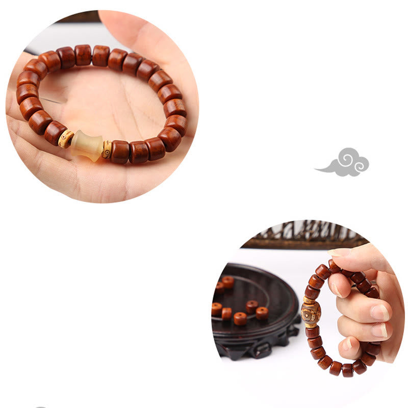 Buddha Stones Tibetan Bone Beads Three-Eyed Dzi Bead Sheep Horn Red Agate Strength Bracelet - image 26