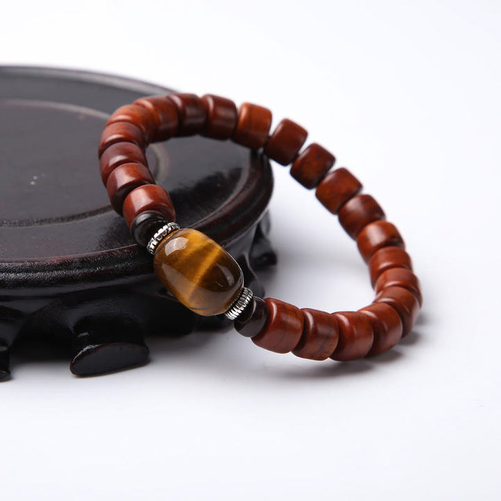Buddha Stones Tibetan Bone Beads Three-Eyed Dzi Bead Sheep Horn Red Agate Strength Bracelet - image 20