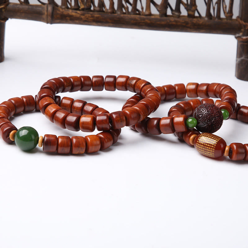 Buddha Stones Tibetan Bone Beads Three-Eyed Dzi Bead Sheep Horn Red Agate Strength Bracelet - image 28