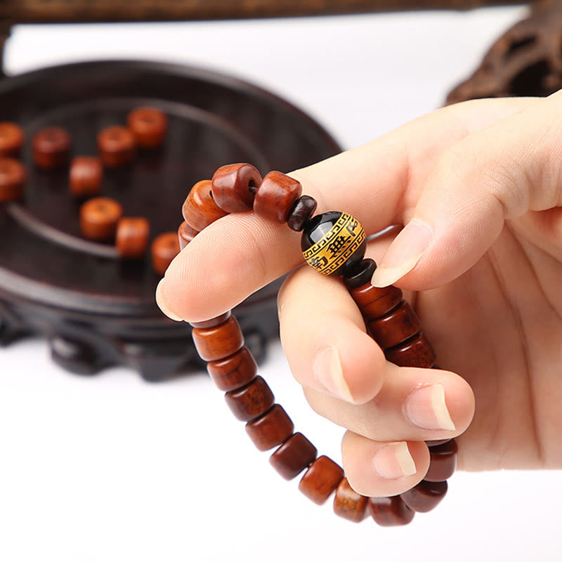 Buddha Stones Tibetan Bone Beads Three-Eyed Dzi Bead Sheep Horn Red Agate Strength Bracelet - image 23