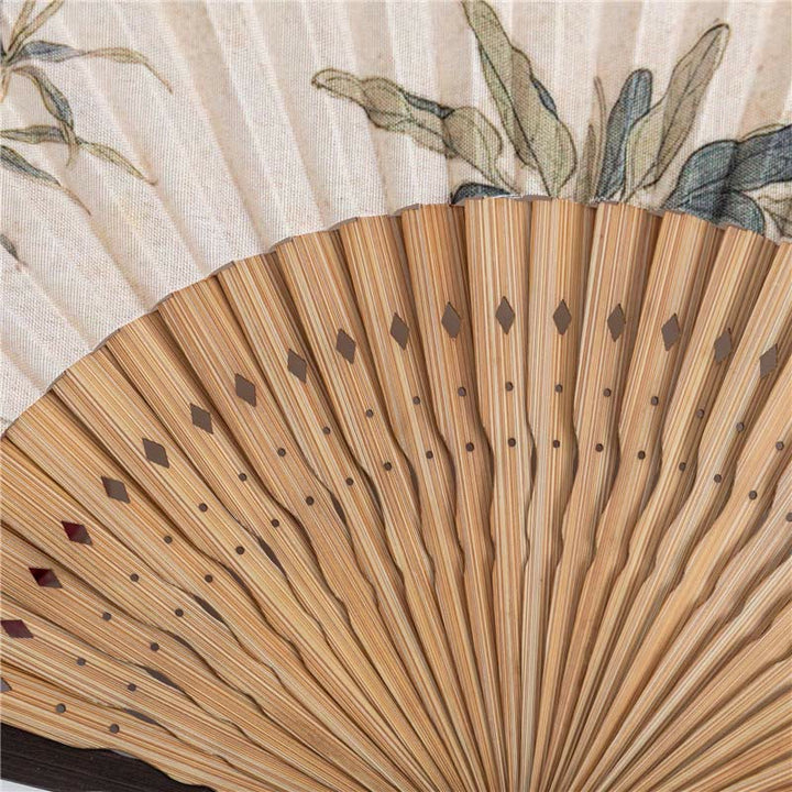 Buddha Stones Butterfly Orchid Cat Handheld Cotton Linen Bamboo Folding Fan 22cm - image 6