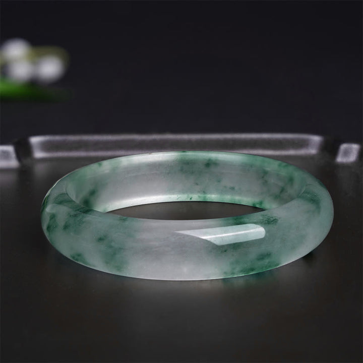 Buddha Stones Natural Jade Floating Flower Luck Bracelet Bangle - image 2