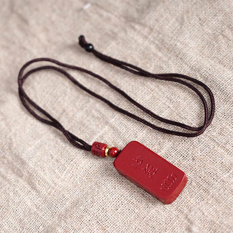 Buddha Stones Cinnabar Lotus Heart Sutra Engraved Blessing Rope Necklace Pendant - image 16