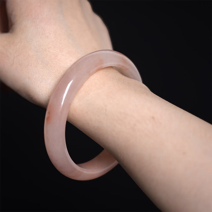 Buddha Stones Pink Golden Silk Jade Wealth Luck Bracelet Bangle - image 3