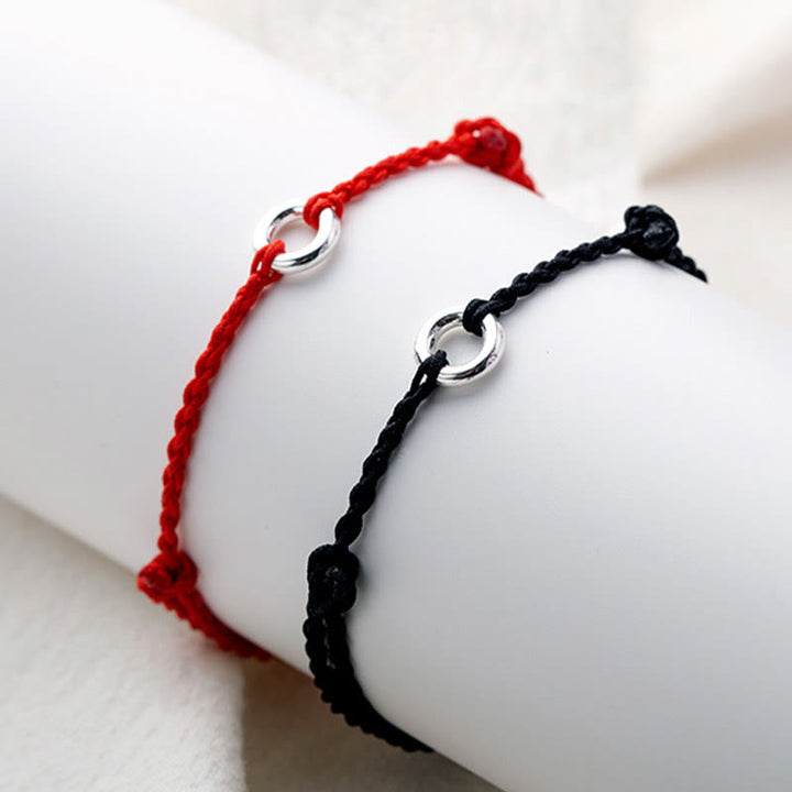 Buddha Stones 925 Sterling Silver Peace Buckle Luck String Braid Rope Anklet - image 2