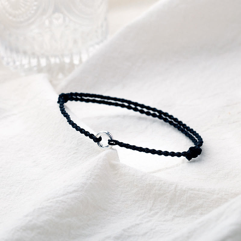 Buddha Stones 925 Sterling Silver Peace Buckle Luck String Braid Rope Anklet - image 12