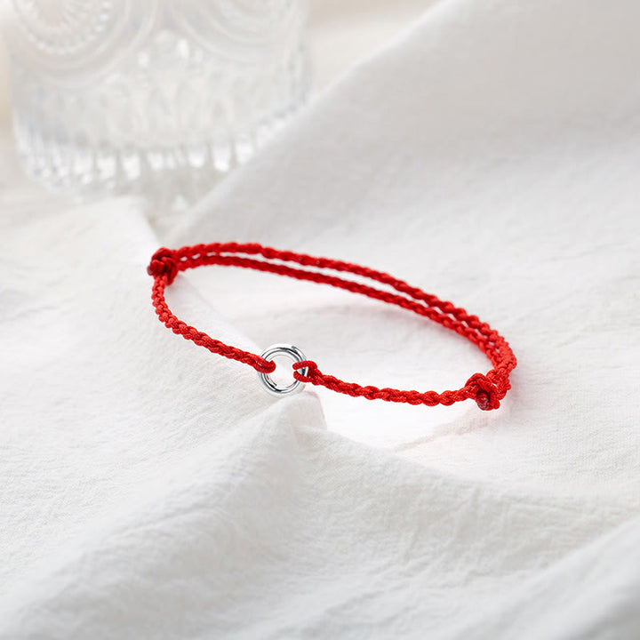 Buddha Stones 925 Sterling Silver Peace Buckle Luck String Braid Rope Anklet - image 3