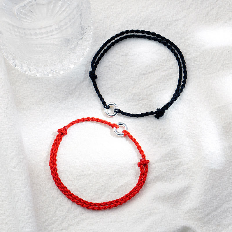 Buddha Stones 925 Sterling Silver Peace Buckle Luck String Braid Rope Anklet - image 1