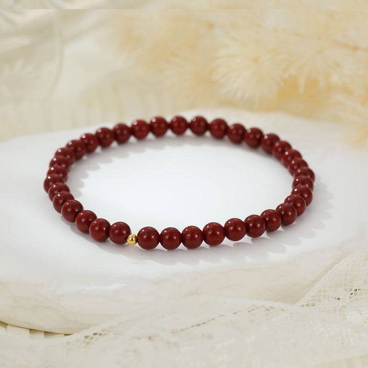 Buddha Stones 925 Sterling Silver Cinnabar Beads Blessing Anklet - image 2