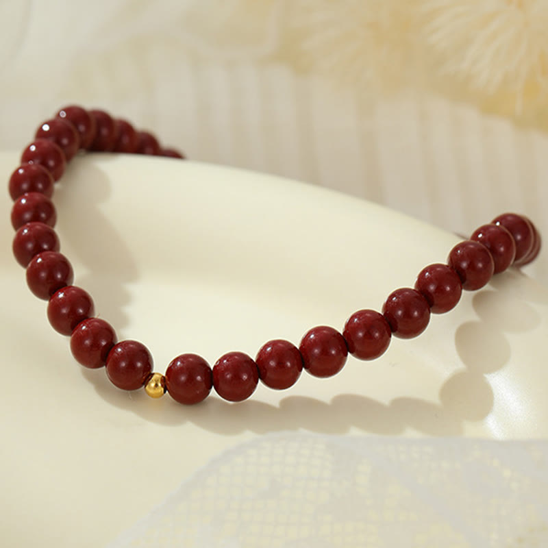 Buddha Stones 925 Sterling Silver Cinnabar Beads Blessing Anklet - image 3