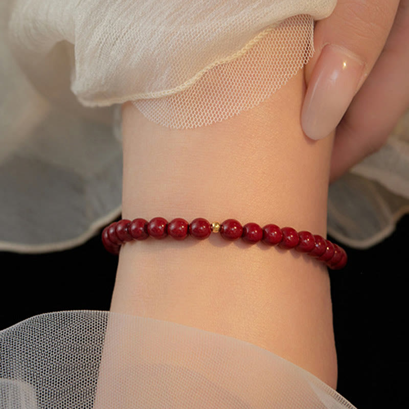 Buddha Stones 925 Sterling Silver Cinnabar Beads Blessing Anklet - image 11