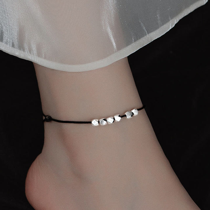 Buddha Stones 925 Sterling Silver Beads Luck Protection Braid Rope Anklet - image 13