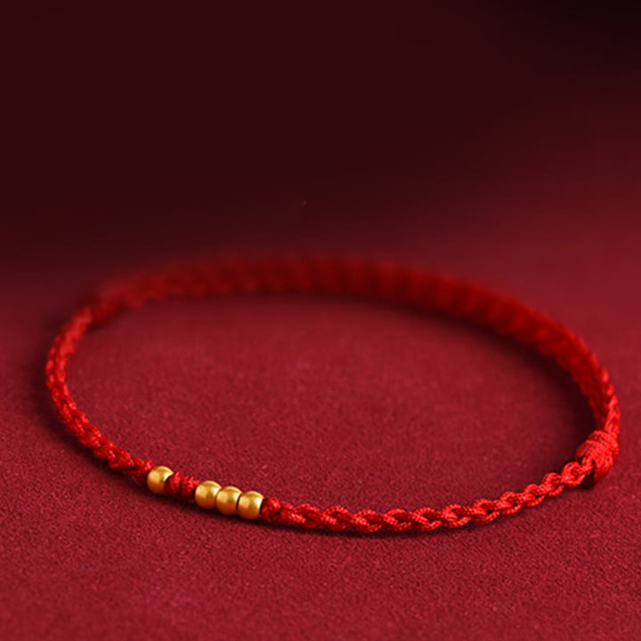 Buddha Stones 999 Gold Beads Luck Braided Protection Couple Bracelet - image 3