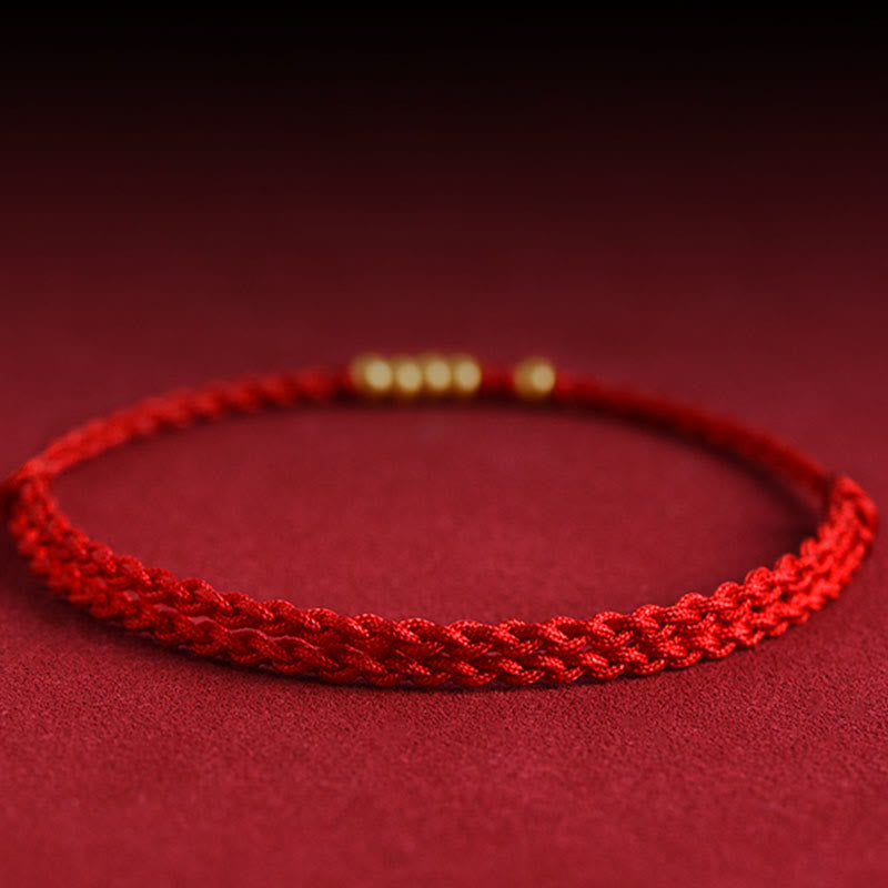 Buddha Stones 999 Gold Beads Luck Braided Protection Couple Bracelet - image 12
