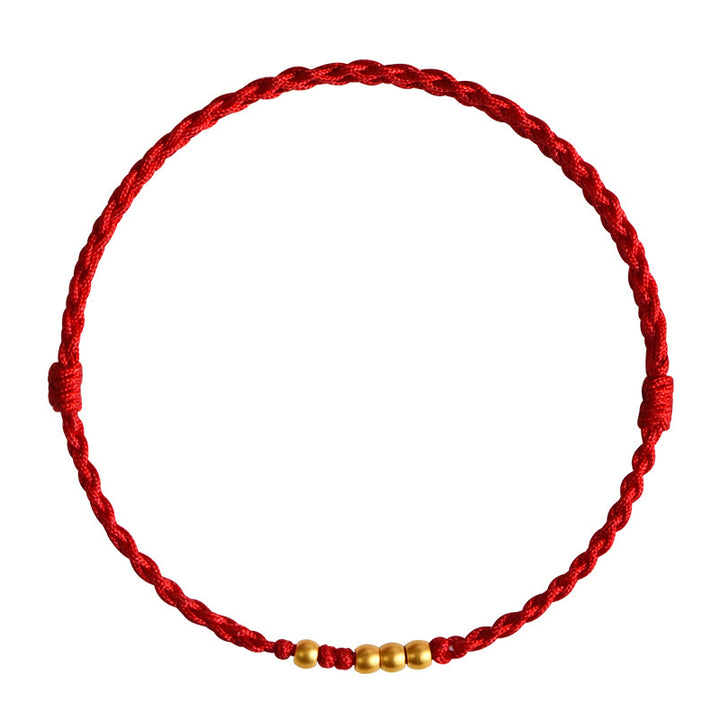 Buddha Stones 999 Gold Beads Luck Braided Protection Couple Bracelet - image 8