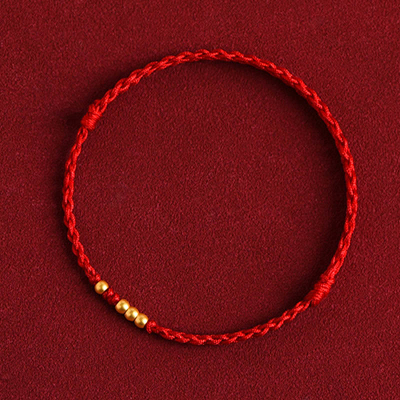 Buddha Stones 999 Gold Beads Luck Braided Protection Couple Bracelet - image 1