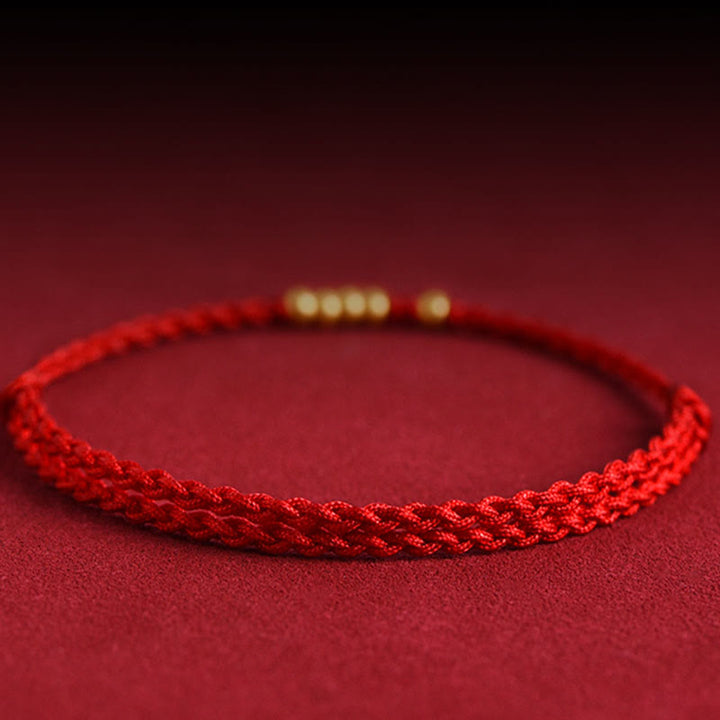Buddha Stones 999 Gold Beads Luck Braided Protection Couple Bracelet - image 12