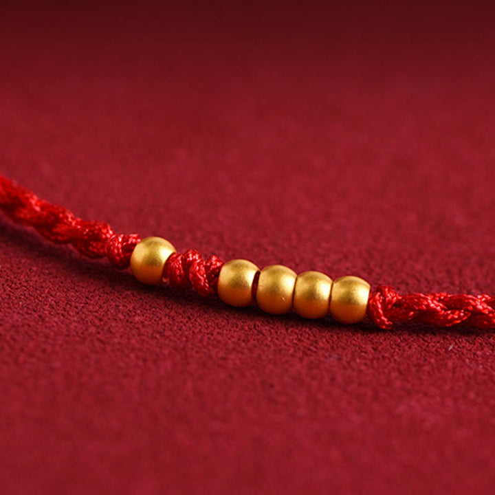 Buddha Stones 999 Gold Beads Luck Braided Protection Couple Bracelet - image 11