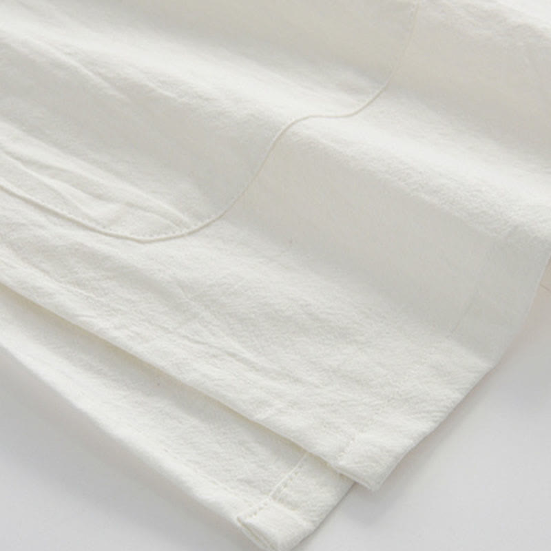 Buddha Stones Chinese Frog-Button Tang Suit Men's Short Sleeve Shirt Cotton Linen Clothing With Pockets - image 4