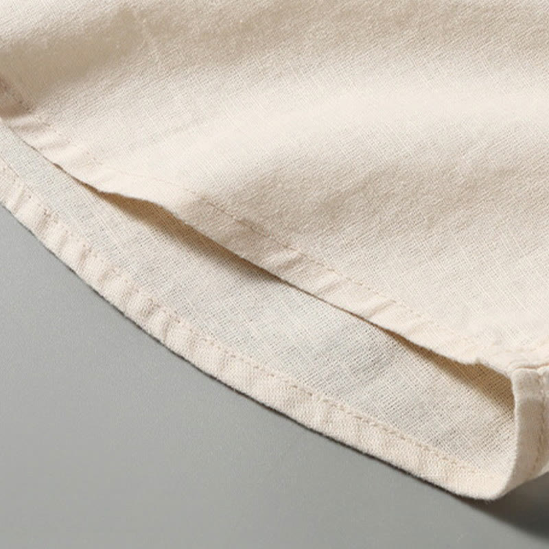 Buddha Stones Summer Men's Short Sleeve Button Down Cotton Linen Shirt - image 13