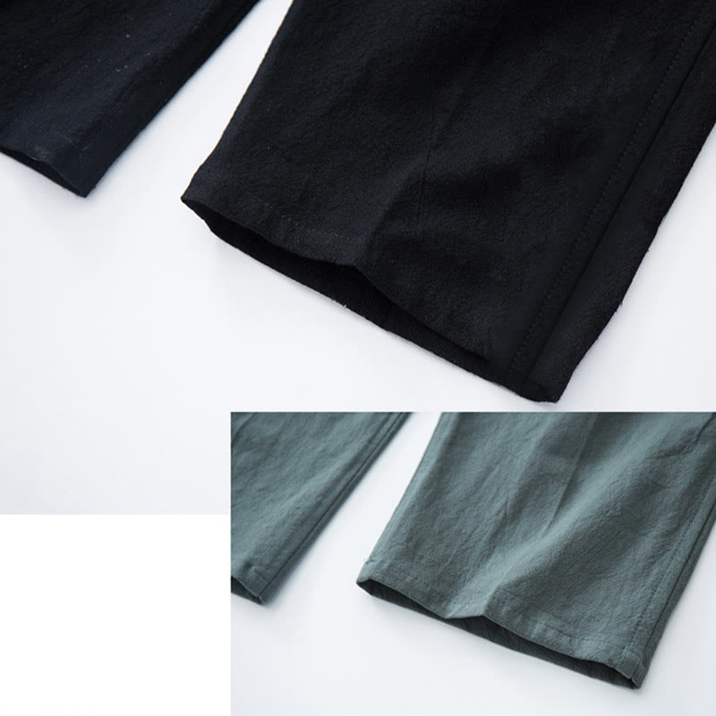 Buddha Stones Men's Solid Color Cotton Linen Casual Drawstring Pants With Pockets - image 8